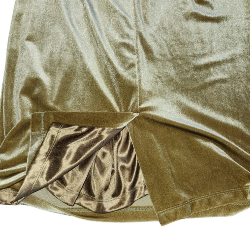 THML Womens‎ Small Velvet Chartreuse Gold Velvet Cocktail Dress - Picture 8 of 13